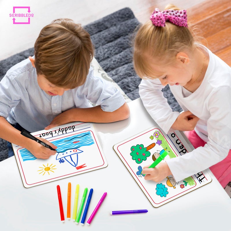 Scribbledo Double Sided Whiteboard 9â€x12â€ Story Lined Dry Erase Board for Kids Writing Board Age 3-5 Practice Drawing Small White Board Teacher Elementary Grade 1 Kindergarten Preschool - Image 5